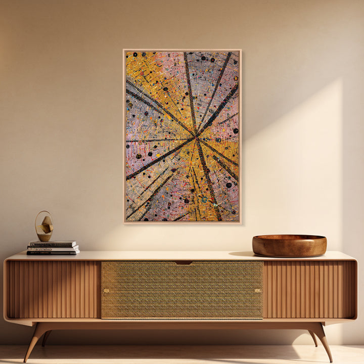 Radiant Orange Tribal Starburst Abstract Wall Art, African Pattern Print, Geometric Afrocentric Decor, Bold Canvas Artwork