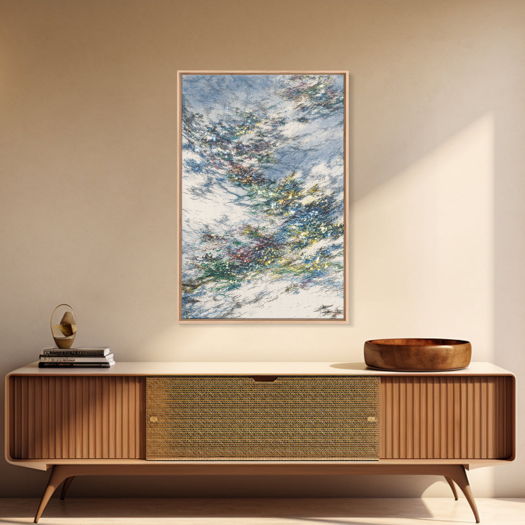 Wind Swept Blue Sky Abstract Wall Art, Dreamy Nature Scene Art, Modern Canvas Decor, Colorful Textured Landscape Fine Art Print