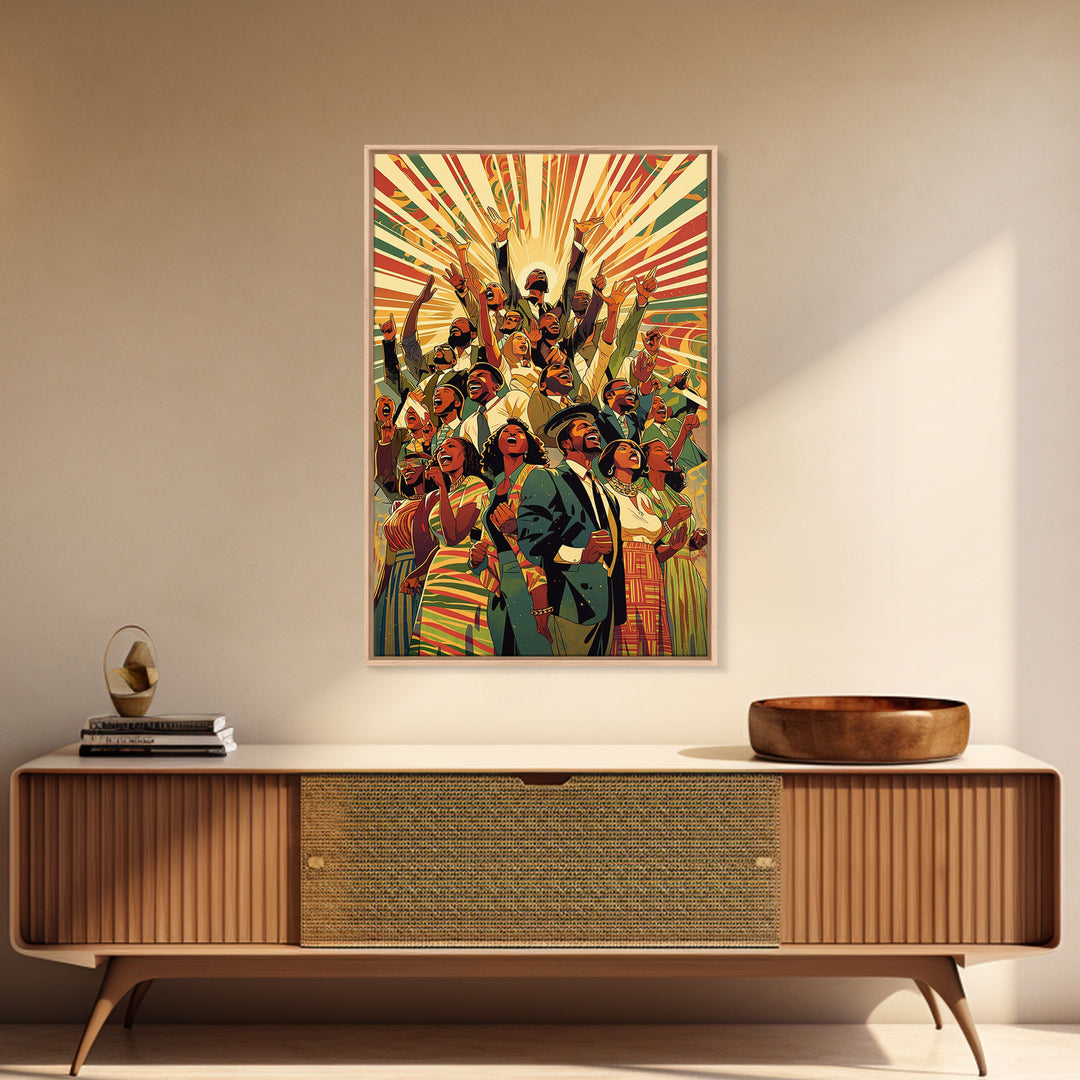 Joyful African Celebration Wall Art, Afrocentric Art, Black Culture Art, African American Art Prints, Colorful Home Decor