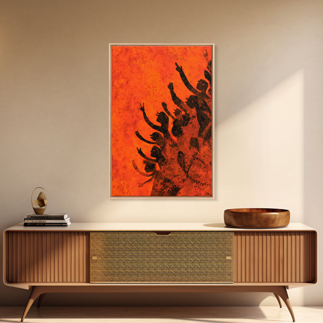 Orange African Dance Silhouettes Wall Art, African Celebration, Black Women Art, Afrocentric Decor, Empowerment Gift For Her