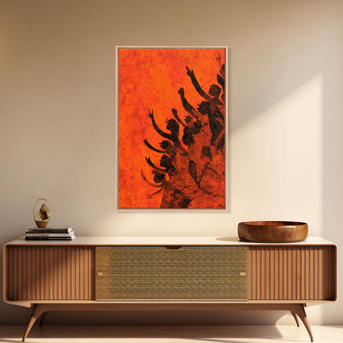 Orange African Dance Silhouettes Wall Art, African Celebration, Black Women Art, Afrocentric Decor, Empowerment Gift For Her