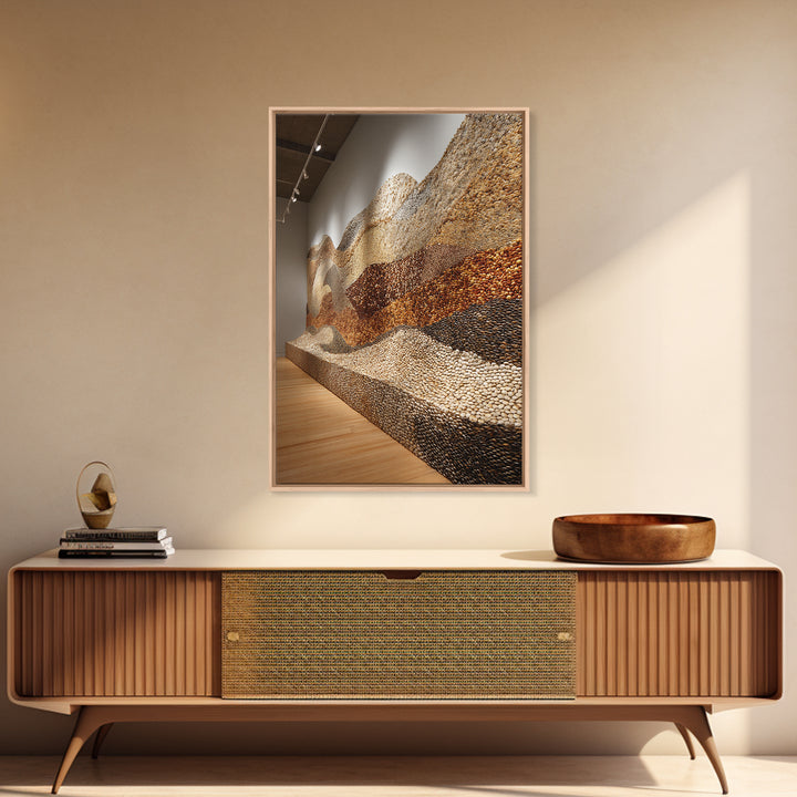 Gallery Stone Mosaic Wave Landscape, Large Textured Wall Art, Earth Tone Decor, Contemporary Art Print, Unique Canvas Print