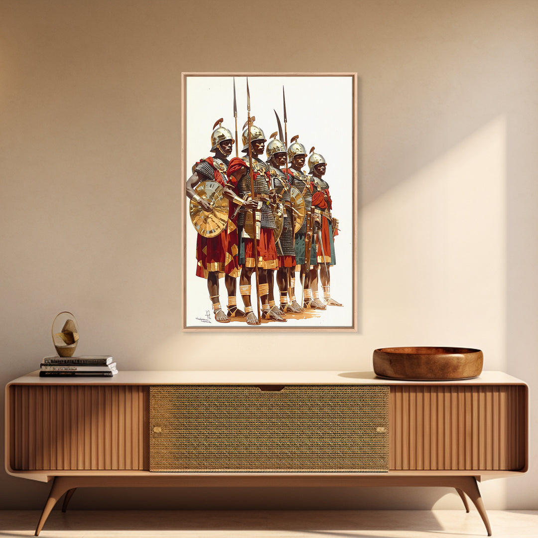 Ancient African Warriors With Spears And Shields Canvas Print, Tribal Warrior Art, Historical Wall Decor, Office Art, Gift For Him