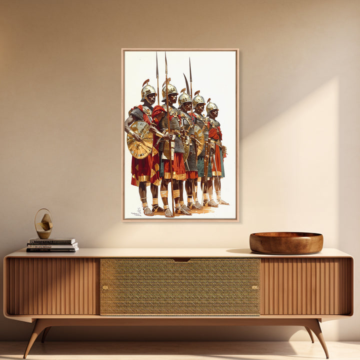 Ancient African Warriors With Spears And Shields Canvas Print, Tribal Warrior Art, Historical Wall Decor, Office Art, Gift For Him