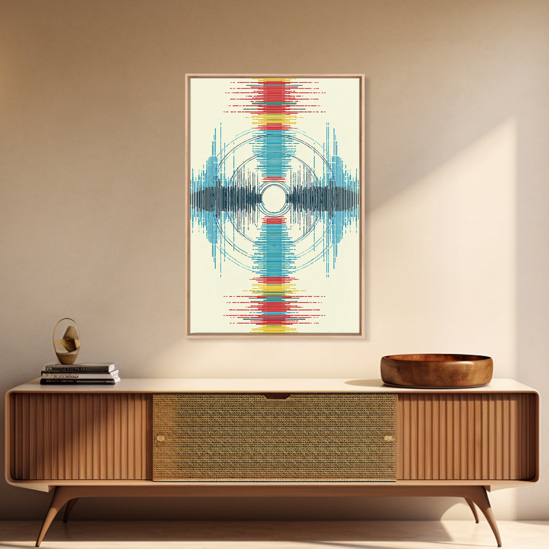 Vibrant Soundwave Circles In Red Blue Yellow Wall Art, Abstract Geometric Print, Modern Office Decor, Digital Art Africa