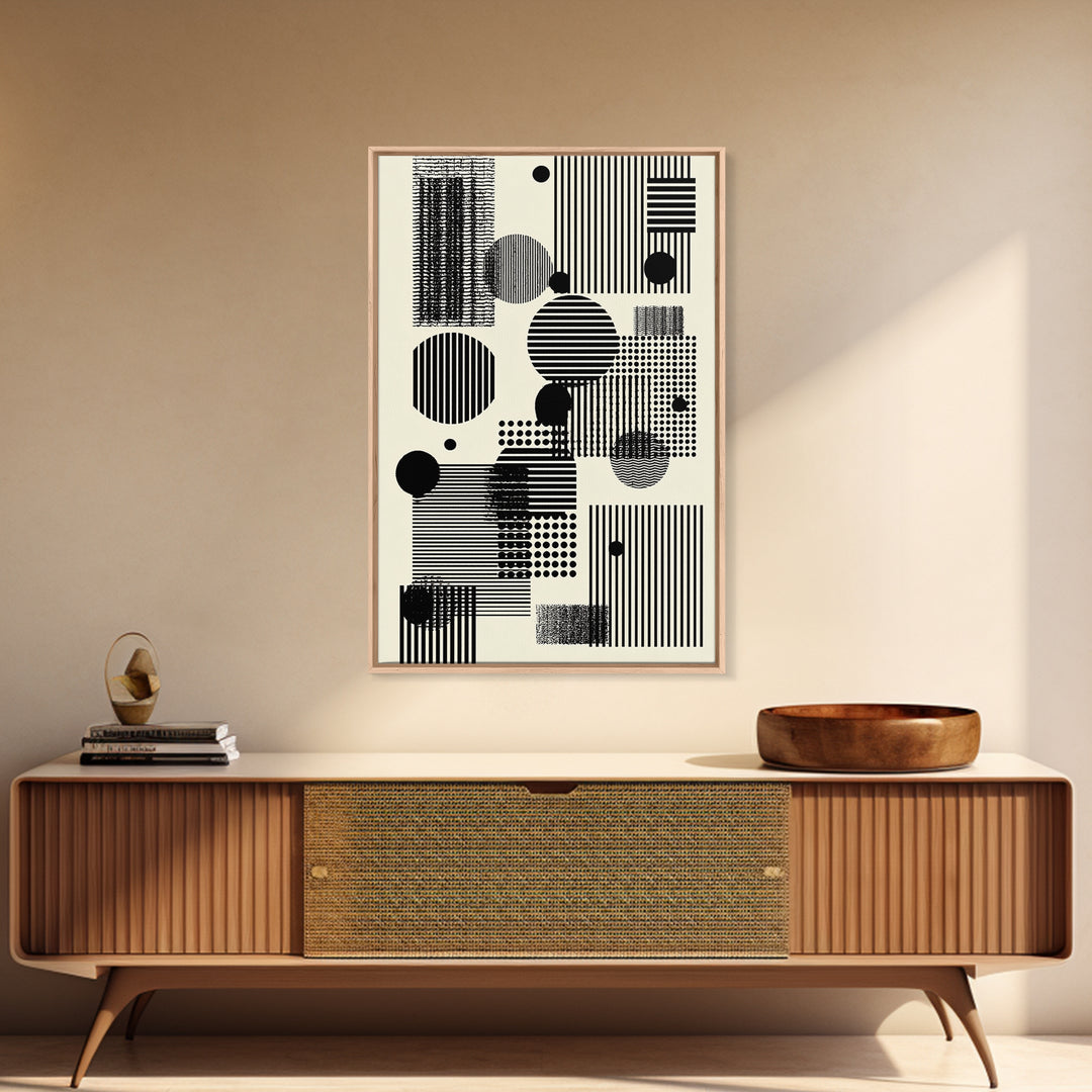 Minimal Black White Circles Stripes And Dots Wall Art, Geometric Wall Art, Minimalist Decor, Abstract Art Print, Modern Home Decor