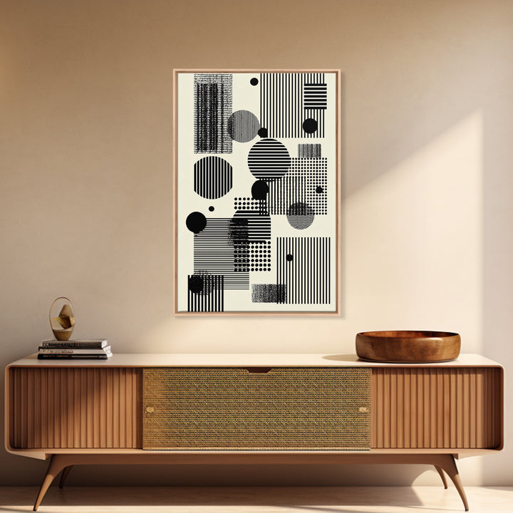 Minimal Black White Circles Stripes And Dots Wall Art, Geometric Wall Art, Minimalist Decor, Abstract Art Print, Modern Home Decor