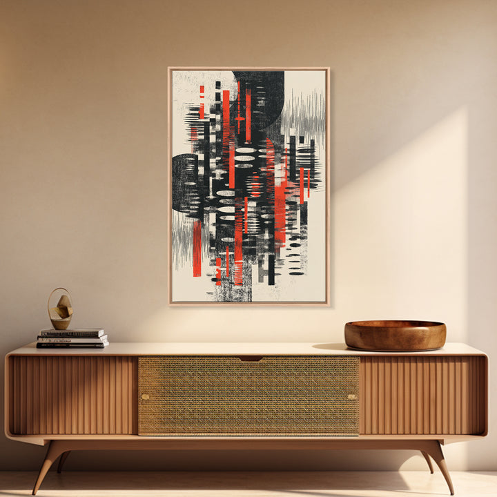 Black Red Textured Marks On Cream Wall Art, African Art Abstract, Modern Black Art, Statement Wall Art, Home Decor, Artistic Gift