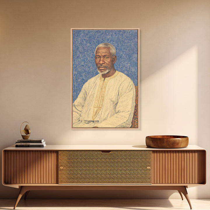 Elder African Man Portrait Framed Canvas Print, African American Art, Black History Gift, Cultural Home Decor, Office Decor
