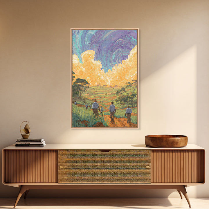 Rolling African Valley With Golden Clouds Canvas Print, African Landscape Wall Art, Nature Scene Art, Earth Tone Home Decor