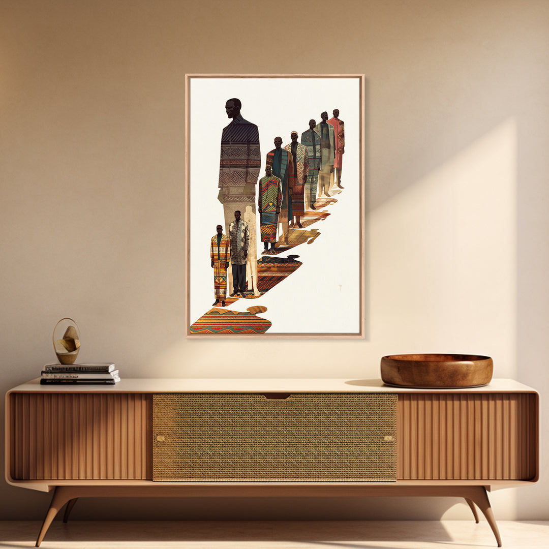 Elegant African Men In Patterned Robes, Wall Art, African Fabric, Afrocentric Art, Cultural Art Print, Heritage Portrait
