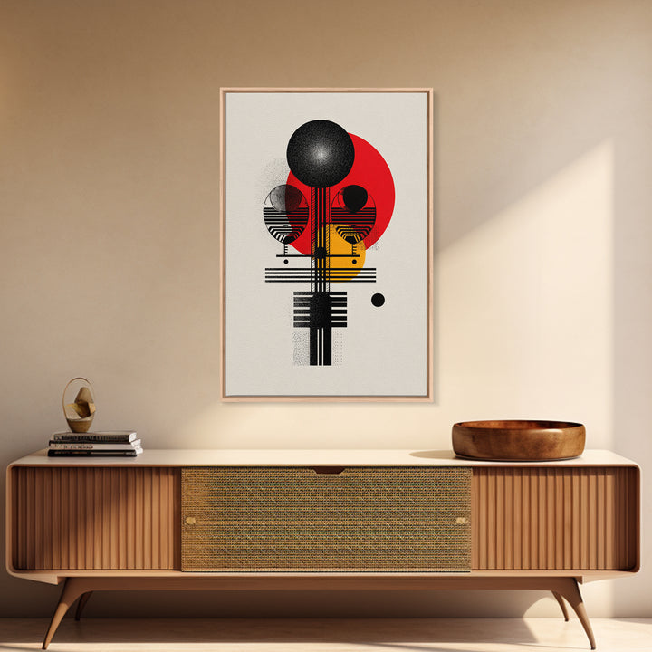 Geometric Afro Abstract Canvas Print, Red Black Gold Modern Wall Decor, African Inspired Minimalist Art, Bold Home Decor