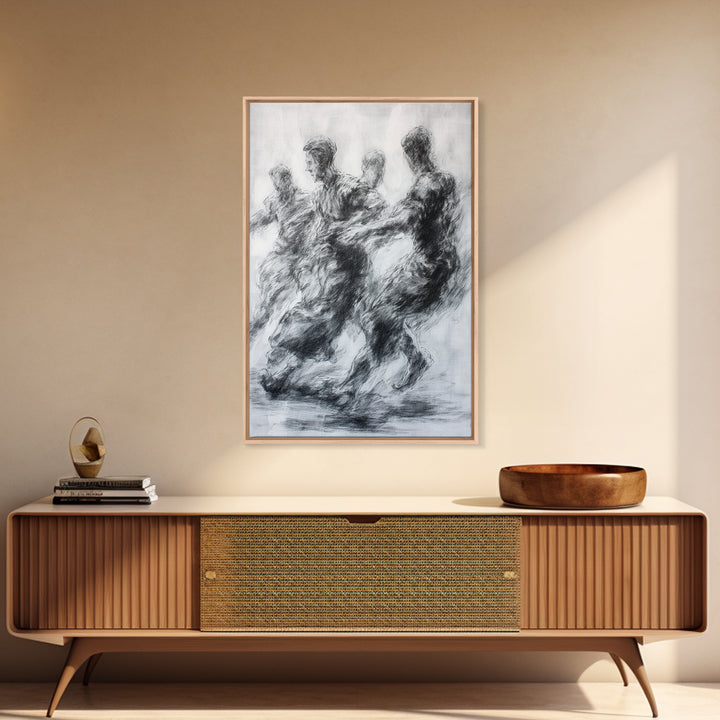 Monochrome African Dancers Wall Art, Charcoal Figure Drawing, Abstract Motion Print, Minimalist Black And White Decor Gift