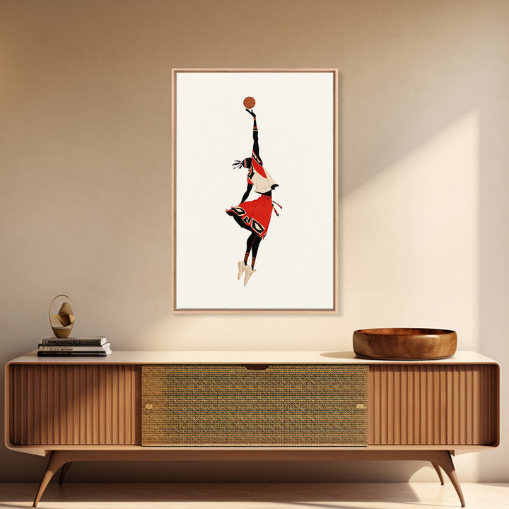 Maasai Warrior Basketball Leap Wall Art, African Warrior Art, African Wall Decor, Afrocentric Sports Canvas Print Gift Decor