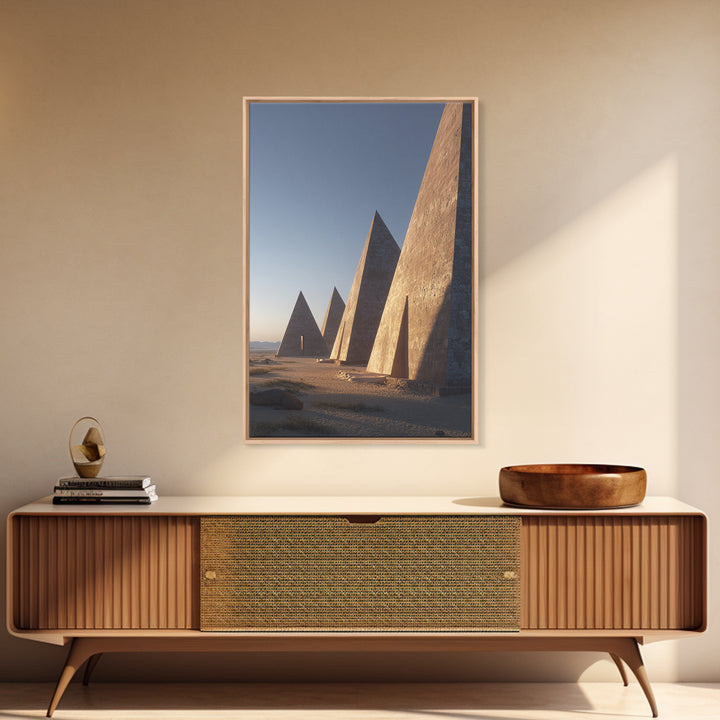 Row Of Monumental Pyramids Wall Art, African Egyptian Art Print, Modern Architecture, Desert Landscape, Statement Wall Decor