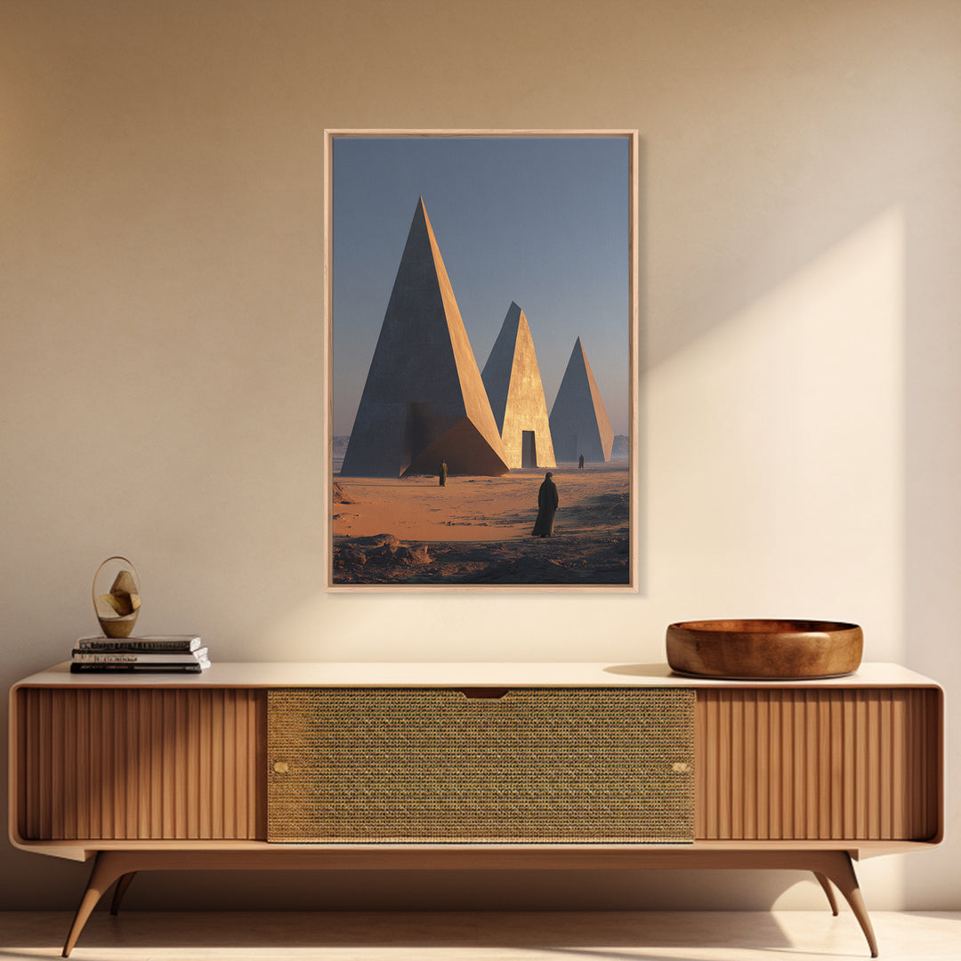 Modern Nubian Pyramids At Sunset Wall Art, African Egyptian Art Print, Ancient African Decor, Desert Architecture Poster