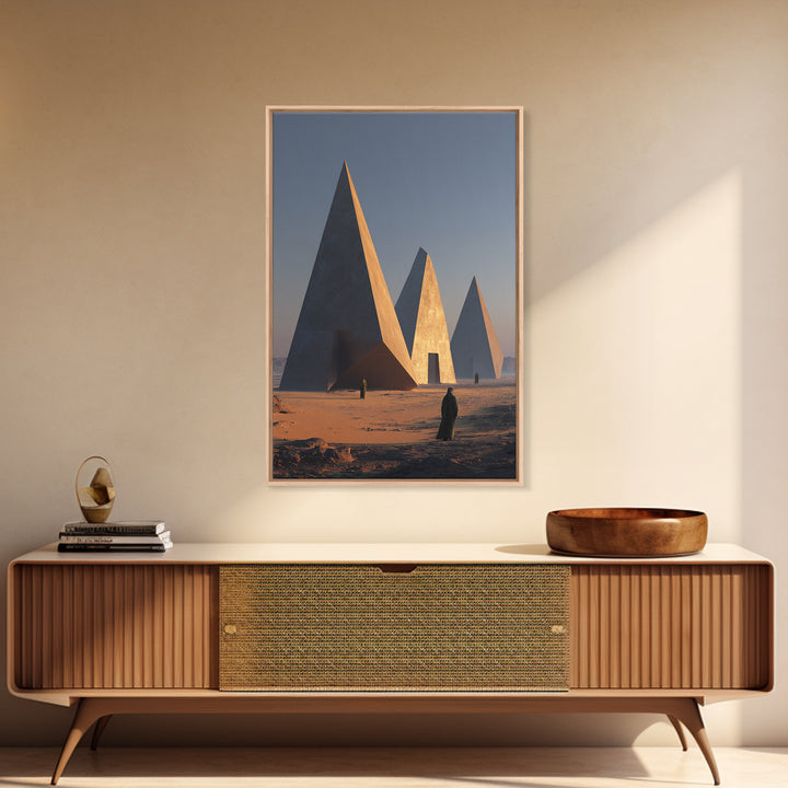 Modern Nubian Pyramids At Sunset Wall Art, African Egyptian Art Print, Ancient African Decor, Desert Architecture Poster