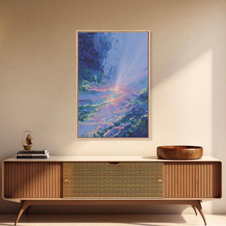 Radiant Blue Ocean Sunrise Wall Art, Abstract Seascape Canvas Print, Coastal Home Decor, Dreamy Beach Art, Large Wall Decor
