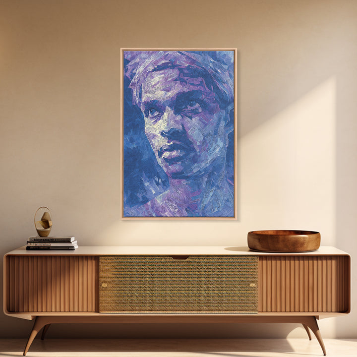 Blue Purple African Woman Portrait Canvas Print, Contemporary Black Art, Feminine Wall Decor, Melanin Gallery Home Decor