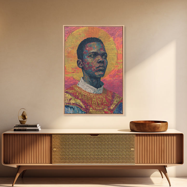 Radiant Black Man Portrait With Golden Halo Wall Art, African American Art, Afrocentric Decor, Black Culture Gift, Statement Home Decor