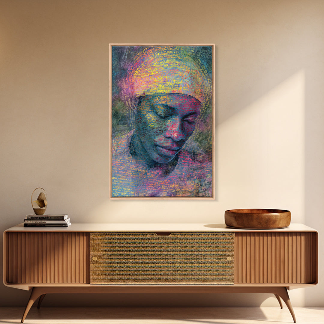 Dreamlike African Woman Portrait Canvas Print, Afrocentric Wall Art, Black Woman Art, Melanin Decor, Gift For Her, Spiritual Wall Decor