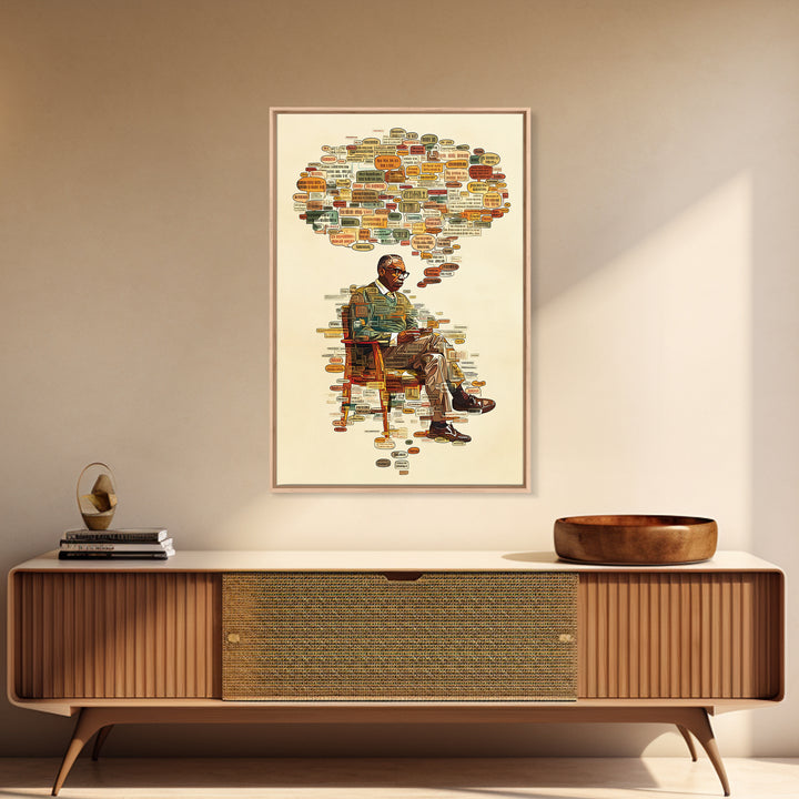 Seated Scholar With Africa Map Ideas Wall Art, African American Art, Black History Art, Office Decor, Cultural Gift, Thoughtful Home Decor