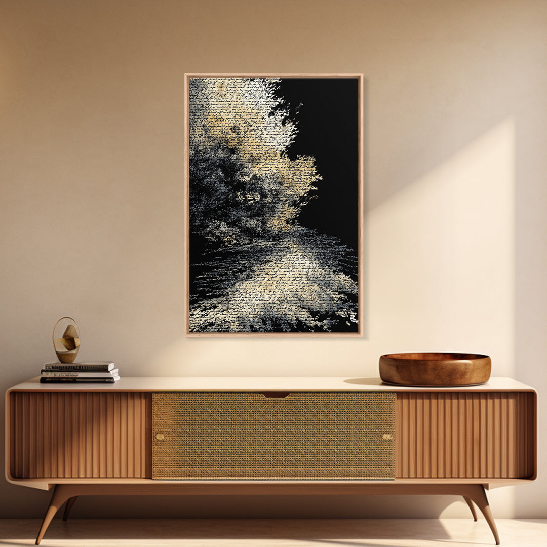 Moody Black And White Figure In Textured Shadows Canvas Print, Abstract Black Art, Minimalist Wall Decor, Gallery Art, Modern Art