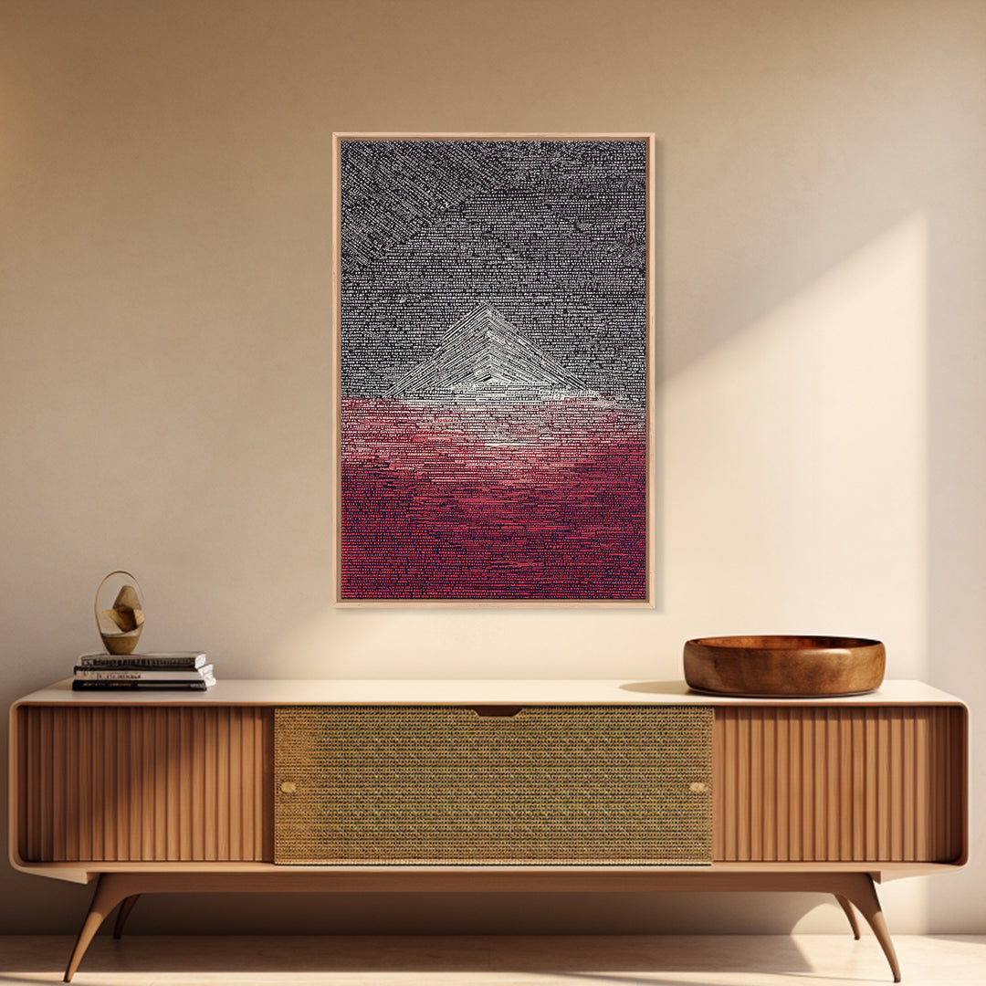 White Pyramid Over Crimson Horizon Wall Art, African Egyptian Art, Geometric Wall Art, Modern Black Decor, Statement Gift