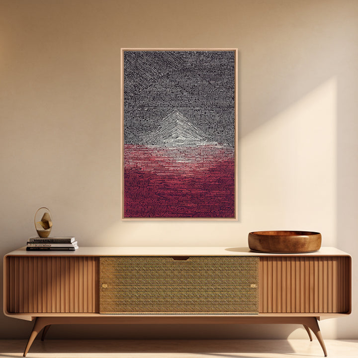 White Pyramid Over Crimson Horizon Wall Art, African Egyptian Art, Geometric Wall Art, Modern Black Decor, Statement Gift