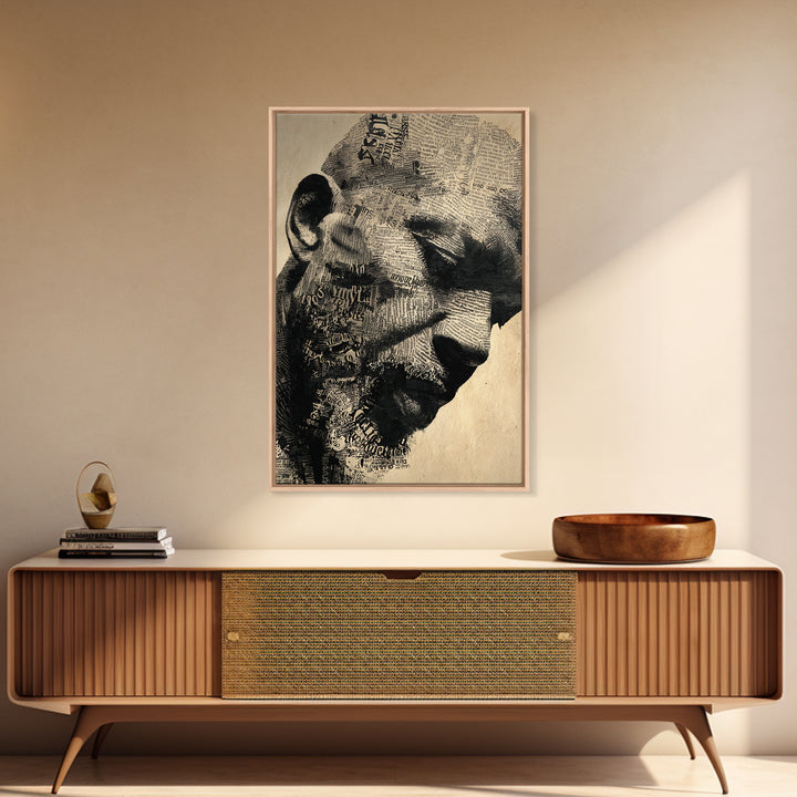 Sepia Black Man Profile With Typography Canvas Print, African Portrait, Black Man Wall Art, Afrocentric Decor, Gift For Him