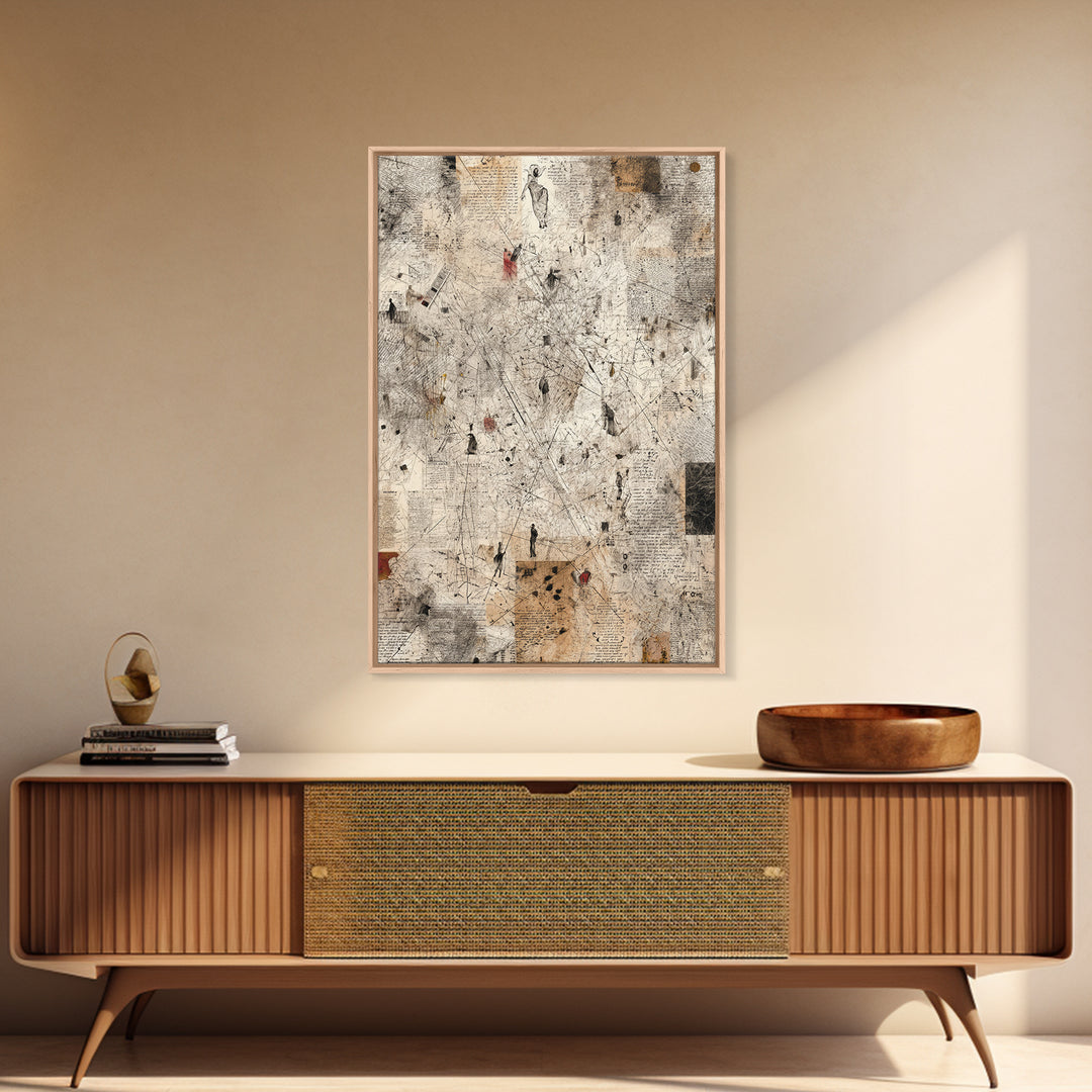 Minimal Abstract Figures On Parchment Wall Art, Contemporary Art, Ethnic Wall Decor, Neutral Gallery Art, Unique Gift For Art Lovers