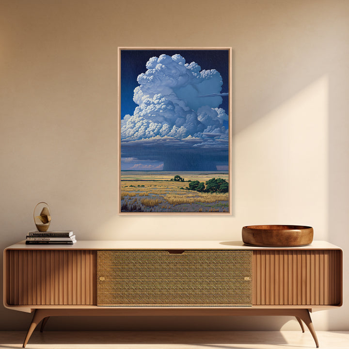 Towering Blue Thunderhead Over African Marsh Canvas Print, Serengeti Wall Art, Safari Decor, Bold Modern Home Decor Gift