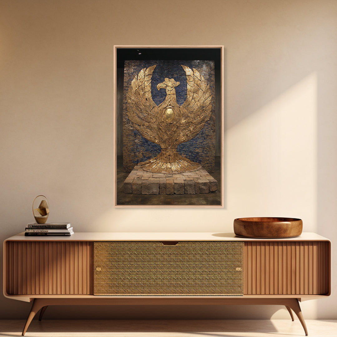 Monumental Golden Phoenix Wall Art, African Inspired Sculpture Decor, Black And Gold Art, Luxury Canvas Art, Statement Wall Decor