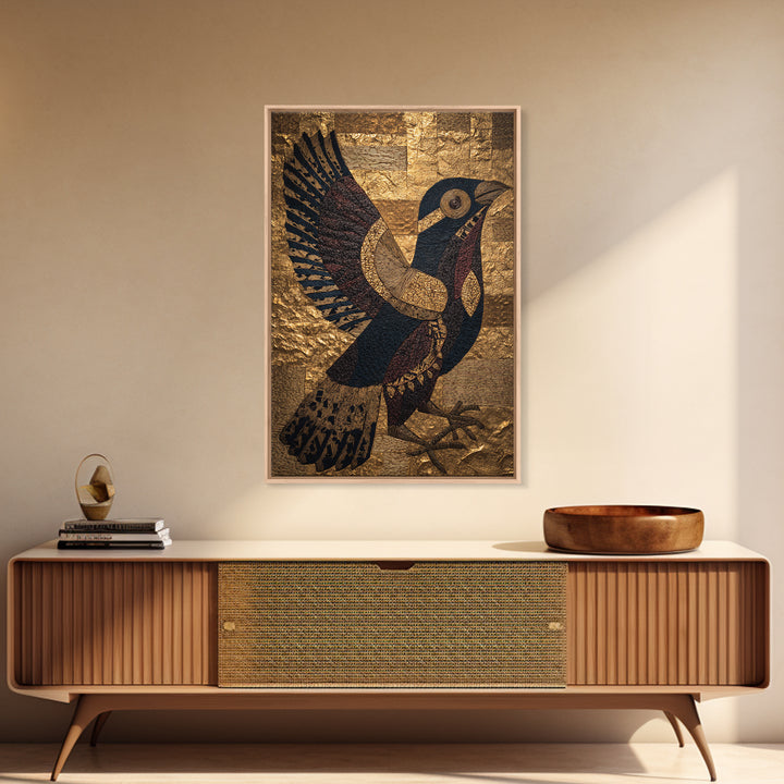 Gold Textured African Bird Wall Art, Black And Gold Tribal Art Print, Afrocentric Decor, Cultural Home Decor Gift, Statement Piece