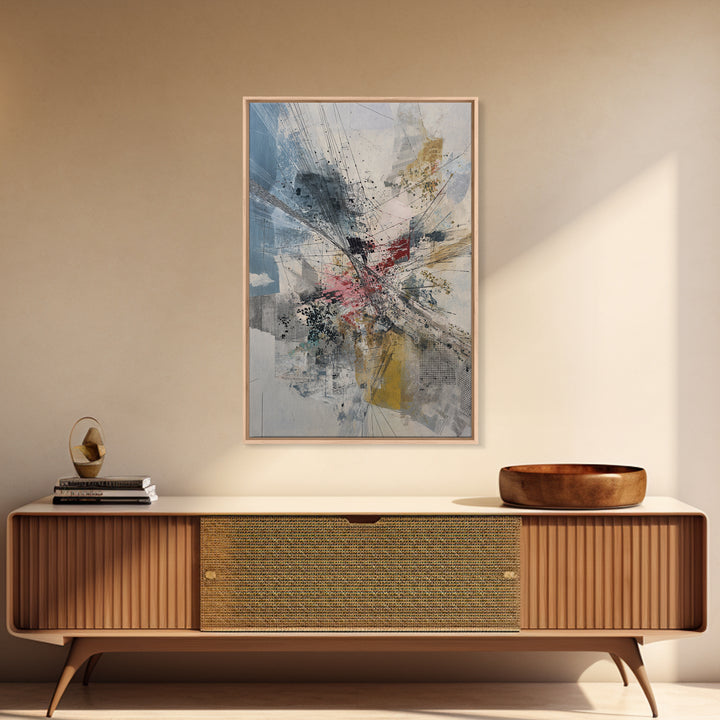 Dynamic Urban Network Abstraction Canvas Print, Abstract Wall Art, Modern Office Decor, Contemporary Blue Beige Home Decor