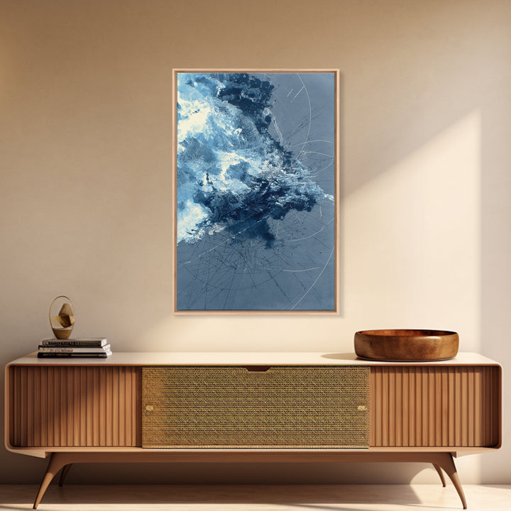 Blue Storm Abstract Energy Canvas Print, Modern Wall Decor, Large Abstract Wall Art, Contemporary Office Decor Gift For Home