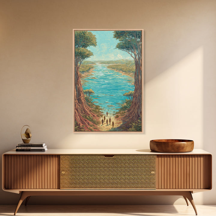Turquoise African River Landscape Canvas Print, Jungle African, Safari Art, Nature Scene Art, Large Wall Art, Home Decor Gift