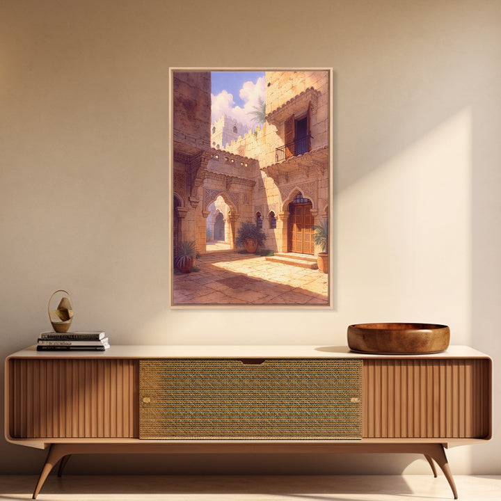 Golden African Palace Courtyard Wall Art, Arched Architecture, African Inspired, Luxury Art, Cultural Wall Decor, Home Decor Gift
