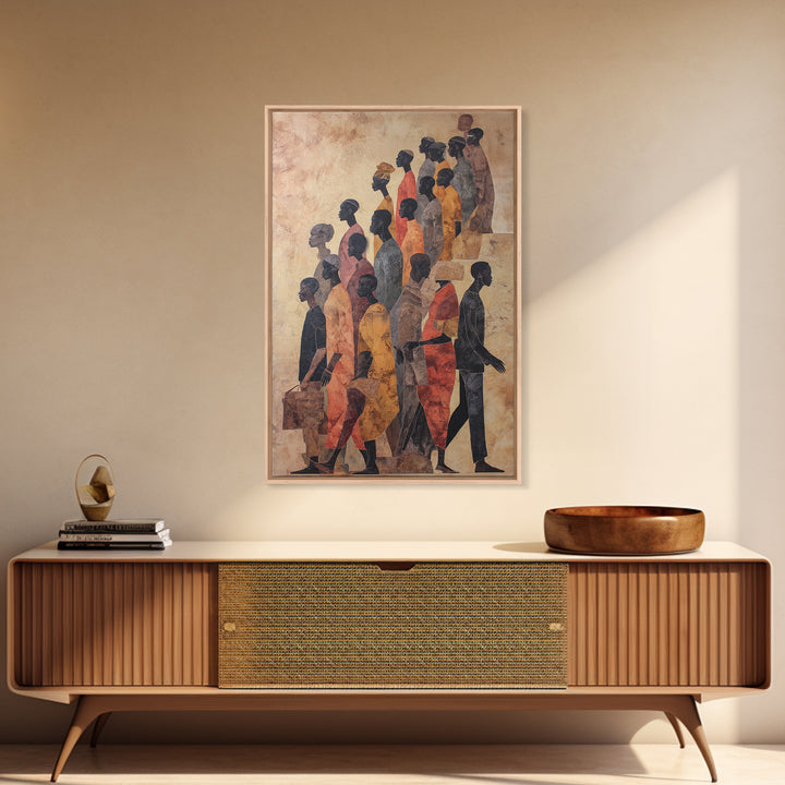 African Diaspora Procession Of Figures Wall Art, African American Art, Black Culture Art, Cultural Wall Art, Modern Black Art