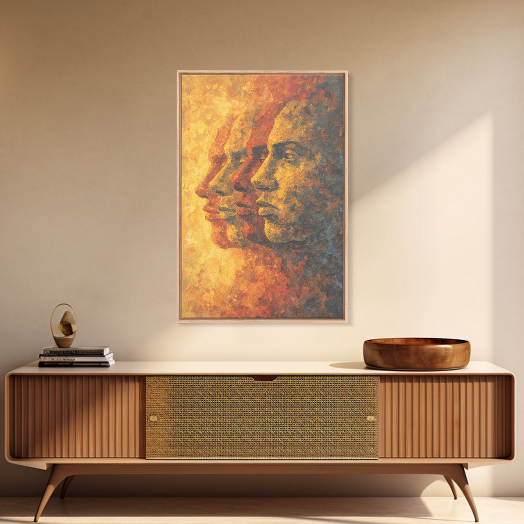 Warm Abstract African Faces Wall Art, Modern African Art, Cultural Portrait Canvas Print, Earth Tone Office Decor Gift For Her