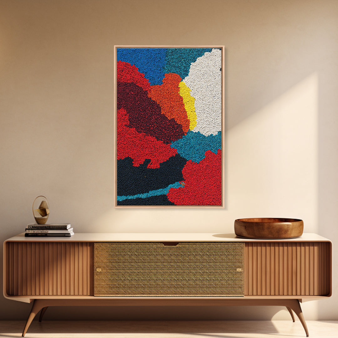 Vibrant Beaded Abstract Landscape Wall Art, African Inspired Color Field Canvas Decor, Modern Boho Nature Art Print Gift