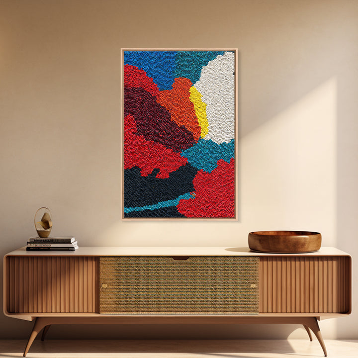 Vibrant Beaded Abstract Landscape Wall Art, African Inspired Color Field Canvas Decor, Modern Boho Nature Art Print Gift