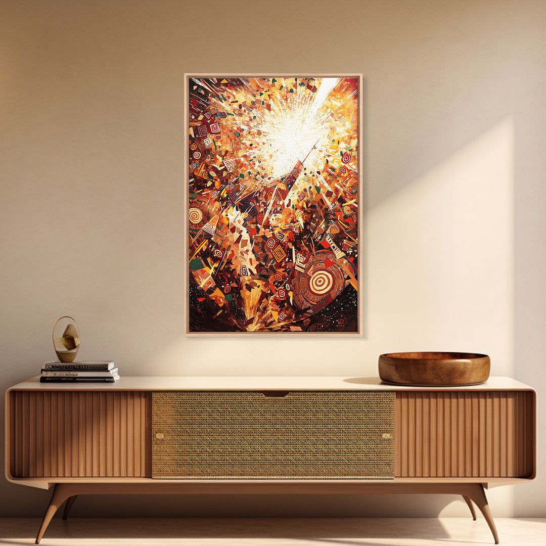 Explosive African Celebration Abstract Wall Art, Colorful Ankara Patterns, Afrocentric Decor, Vibrant Cultural Canvas Print