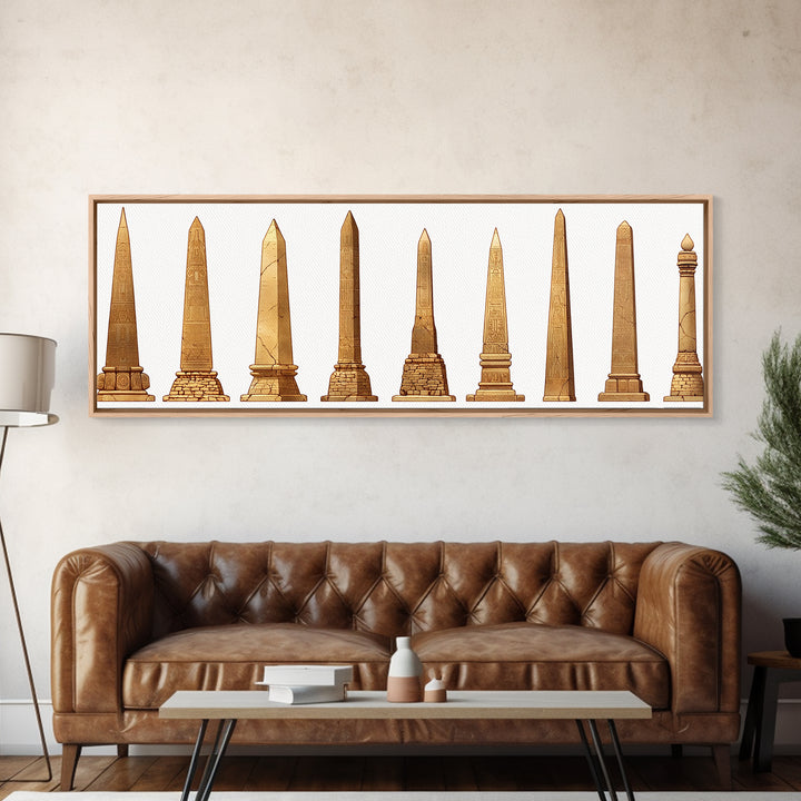 Egyptian Obelisk Collection Wall Art, Ancient African Art, Minimalist Canvas Print, Neutral Museum Gallery Home Decor Gift