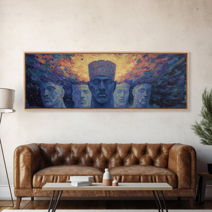 Cosmic Ancestral African Faces Canvas Print, African Portrait, Black African Art, Spiritual Wall Art, Afrocentric Home Decor