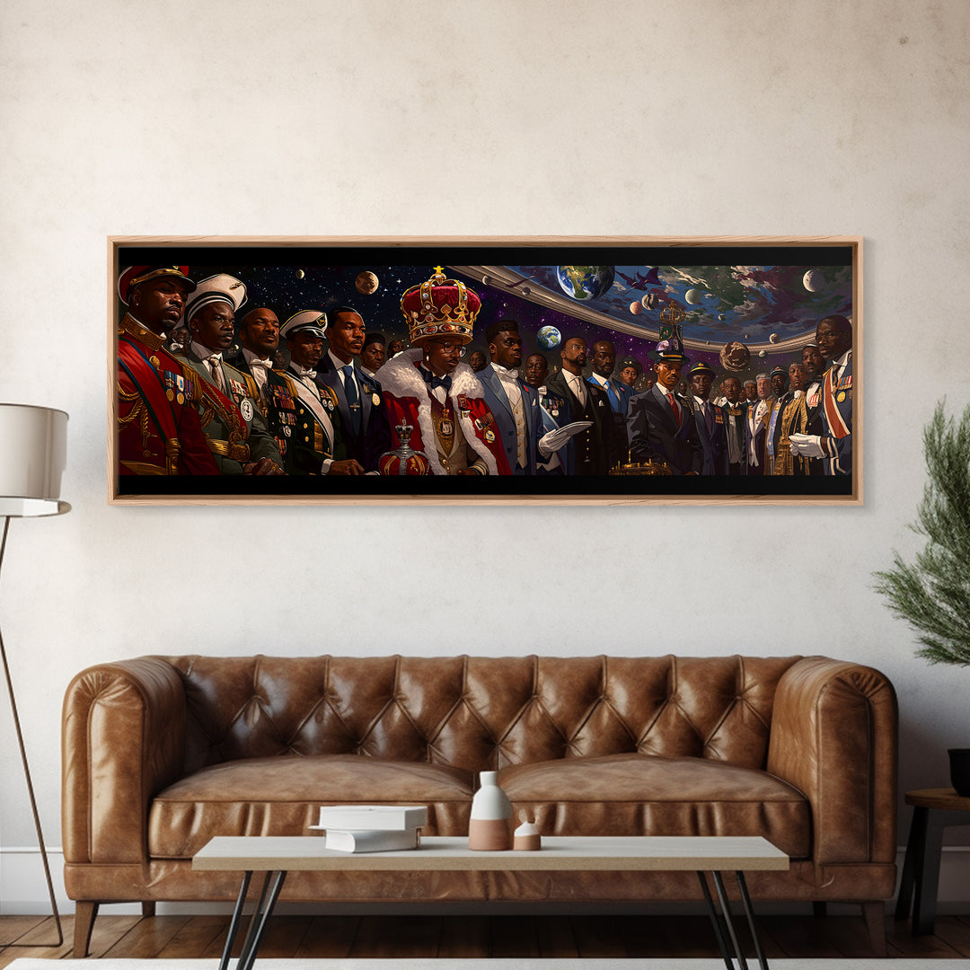 Regal African Emperor And Statesmen Framed Canvas Print, Black History Art, Military Portrait, Modern Afrocentric Decor Gift