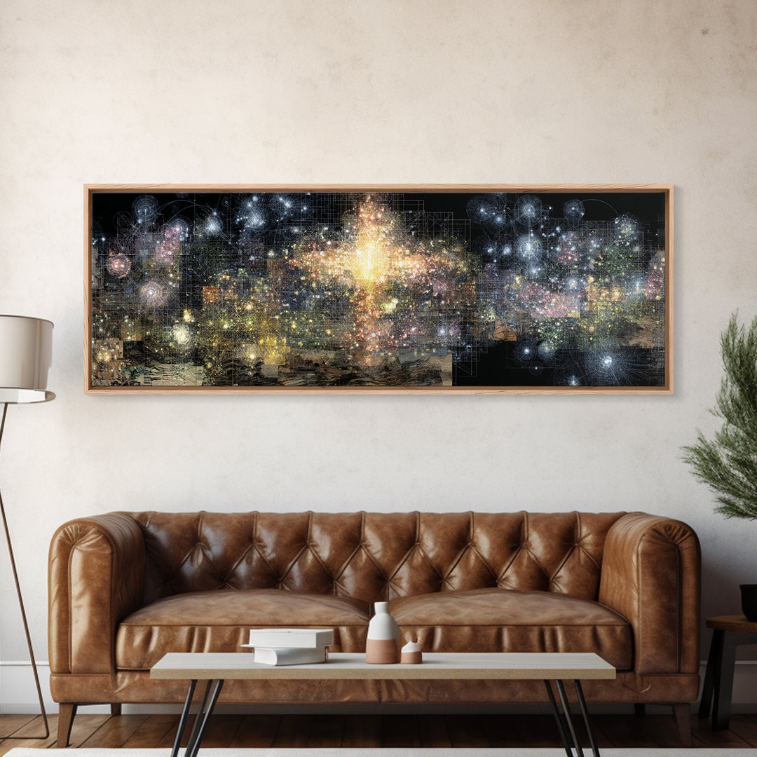 Radiant Abstract City Lights Wall Art, Gold And Black Canvas Print, Modern Luxury Decor, Dreamy Statement Home Decor, Housewarming Gift