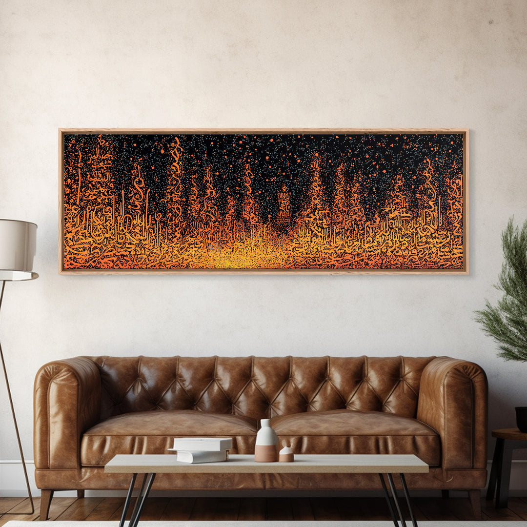 Orange Glowing Skyline Abstract Canvas Print, Modern Wall Decor, Burnt Orange Art, Statement Wall Art Prints, Luxury Canvas Art