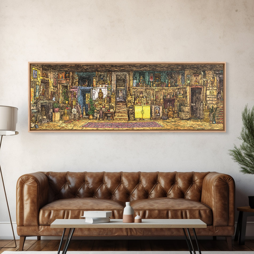 Rustic Artist Studio Interior Wall Art, Bohemian Home Decor, Gallery Wall Art Prints, Unique Living Room Canvas Print, Housewarming Gift