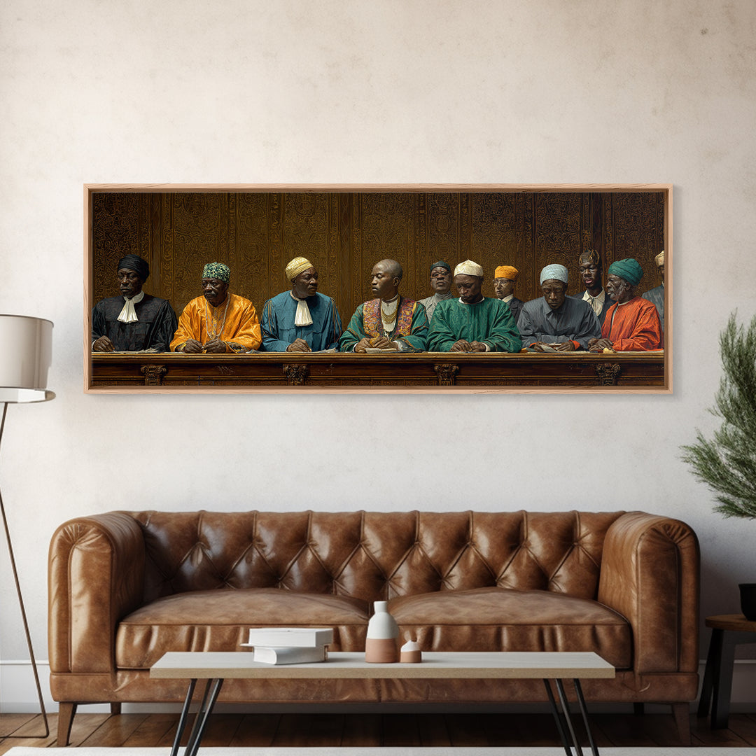 African Elders Tribunal Portrait Wall Art, African American Art, Black Culture Art, Cultural Wall Decor, Statement Canvas Print